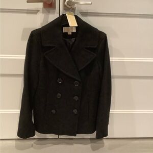 Michael Kors Black Double-Breasted Pea Coat